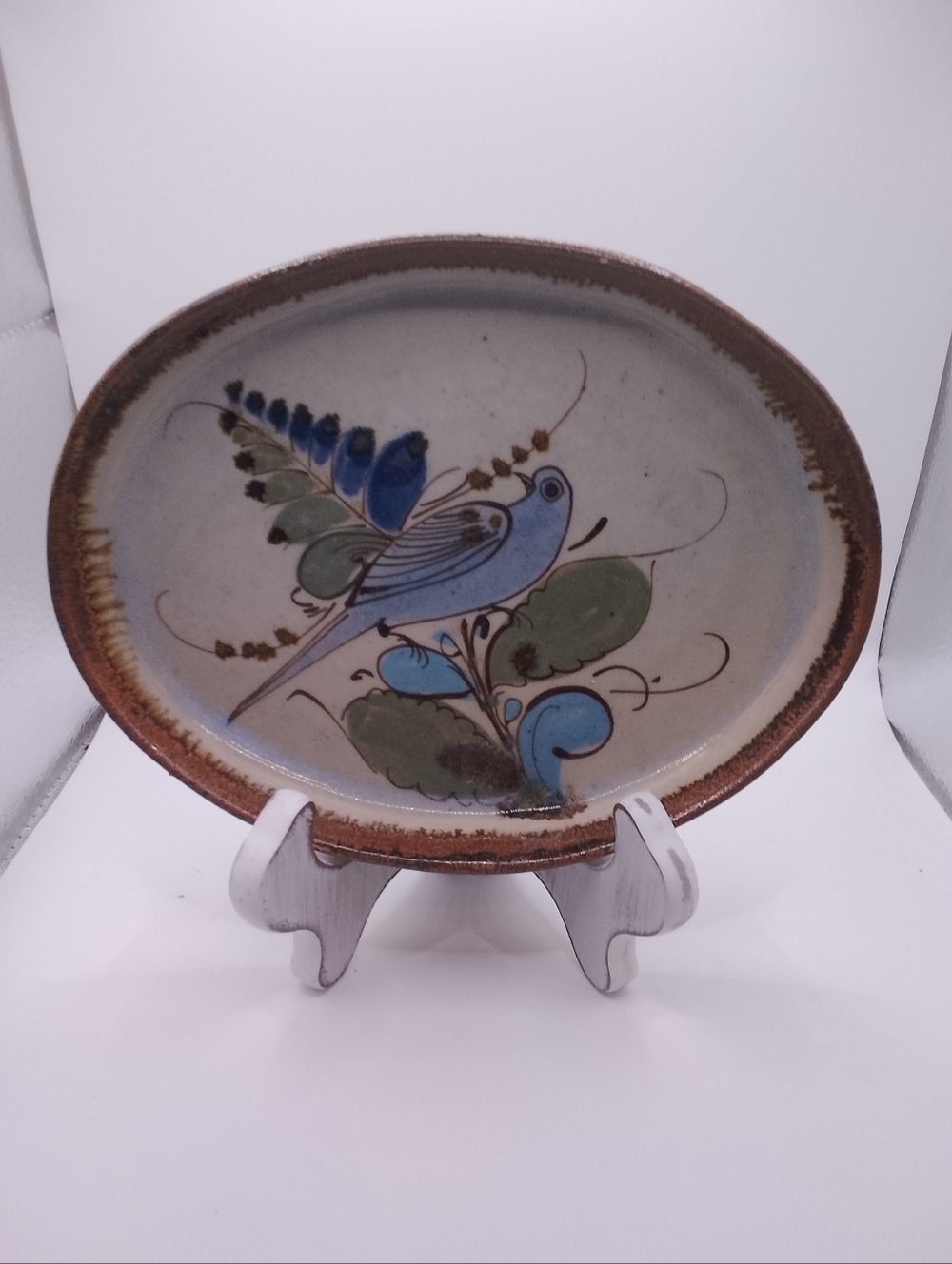 Tonala Ken Edwards Mexico handcrafted bird plate 7.5" signed plate